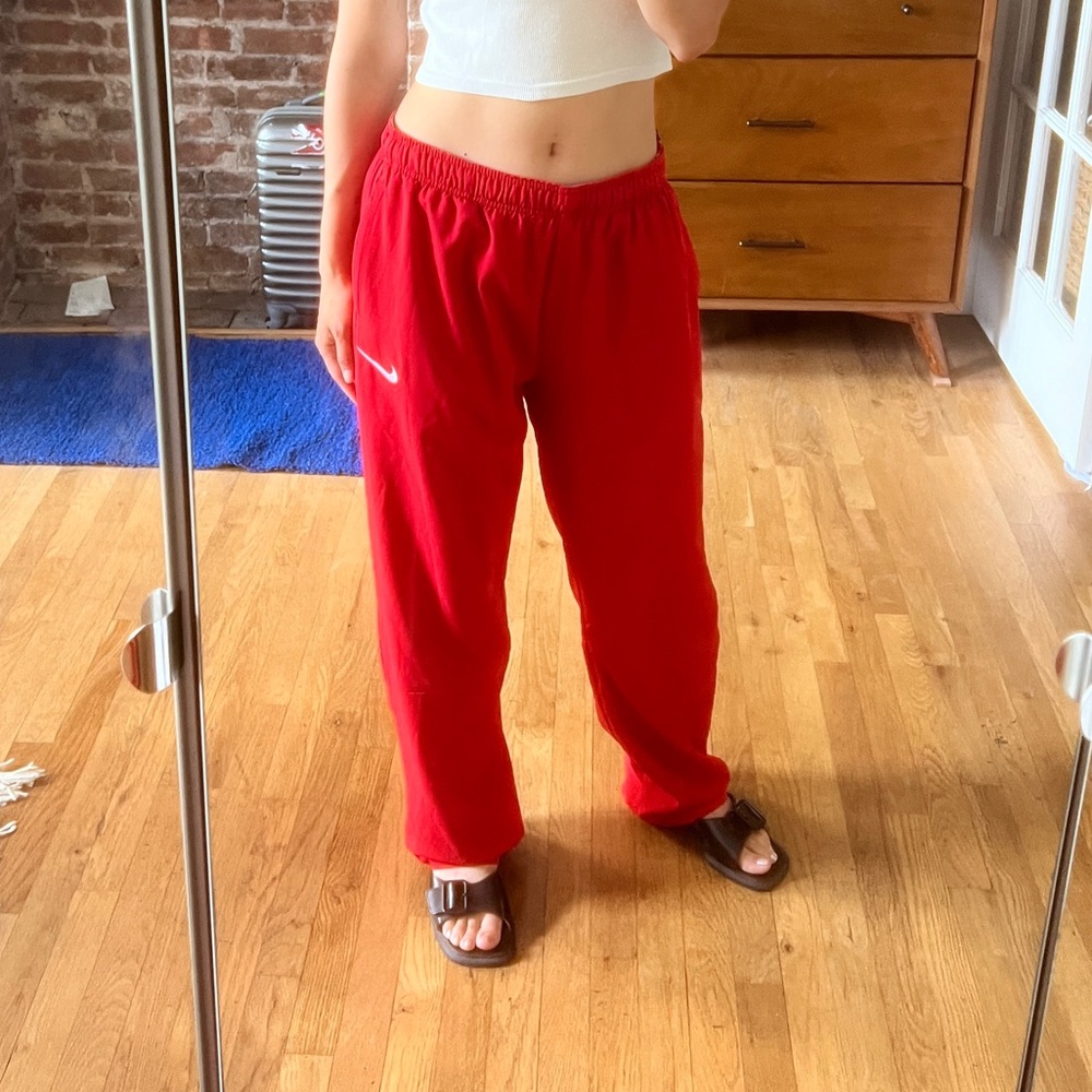 Nike dri fit red track pants womens size M
